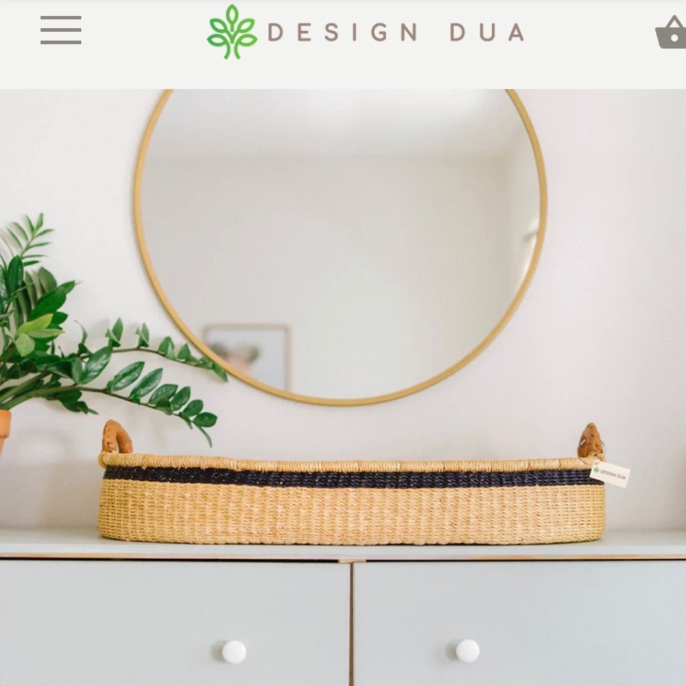 Design Dua Handwoven Changing Basket: Midnight Stripe